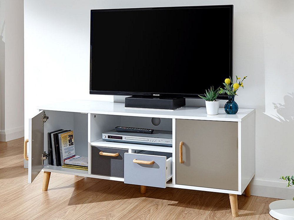 GFW GFW Delta White and Grey 2 Door 2 Drawer Large TV Cabinet (Flat Packed)