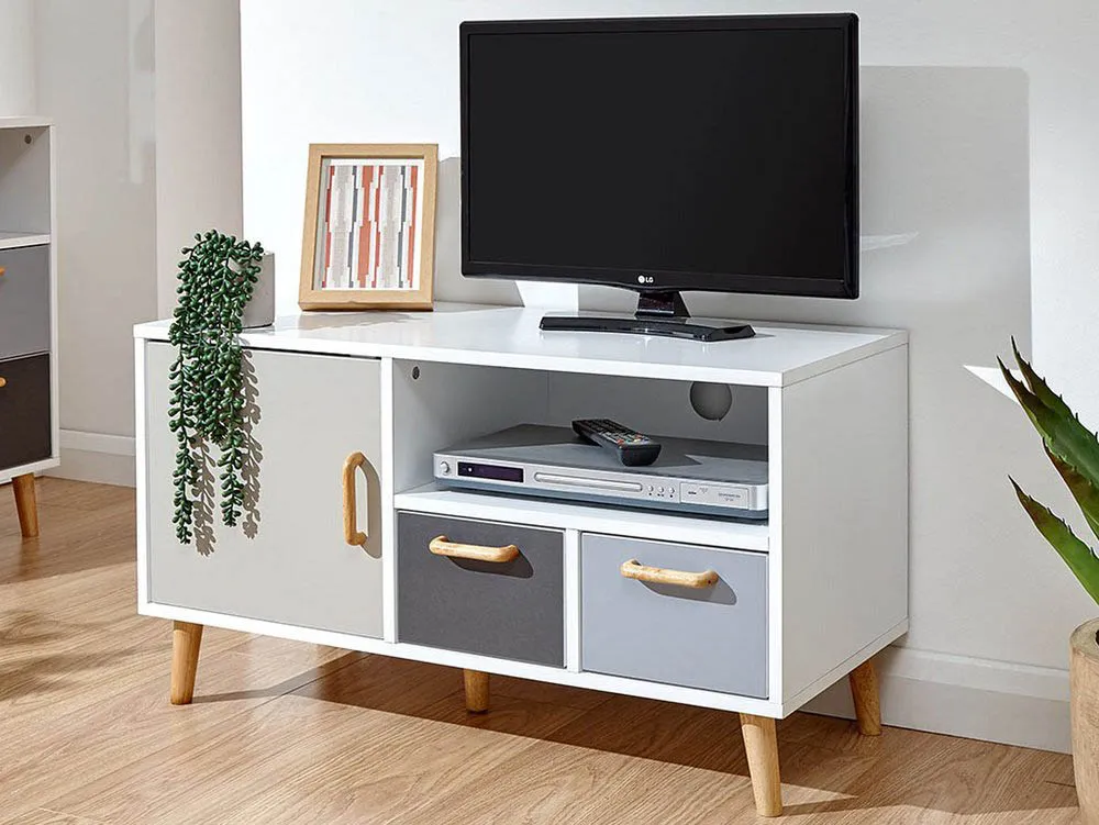 GFW GFW Delta White and Grey 1 Door 2 Drawer Small TV Cabinet