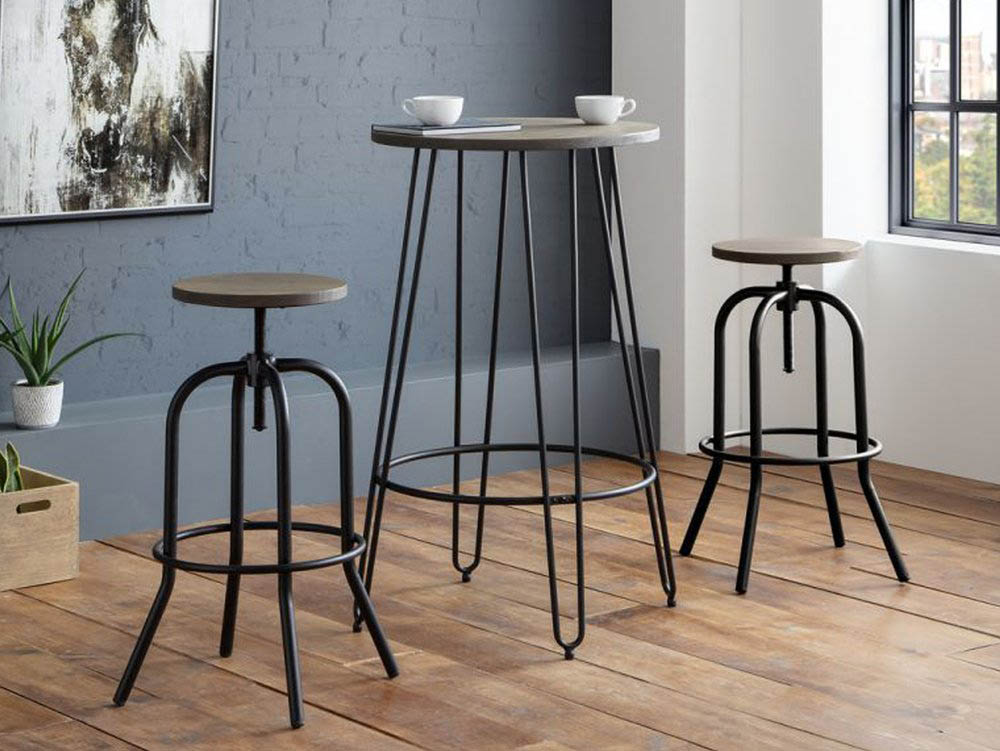Julian Bowen Julian Bowen Dalston 60cm Mocha Elm and Matt Black 2 Spitfire Bar Stools