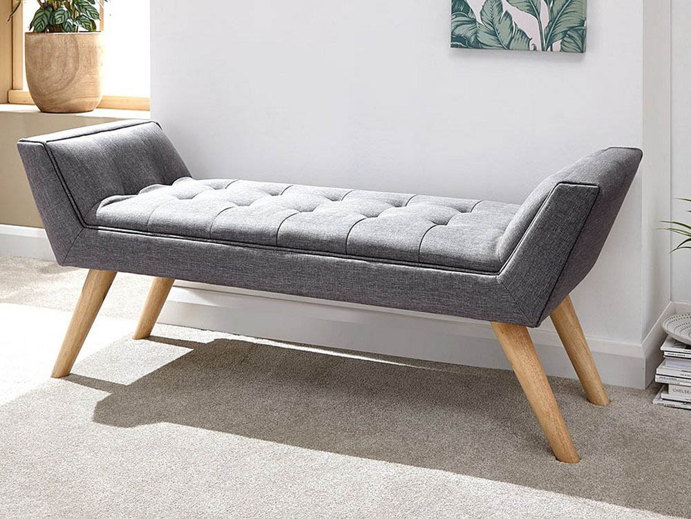 GFW GFW Milan Dark Grey Upholstered Fabric Bench