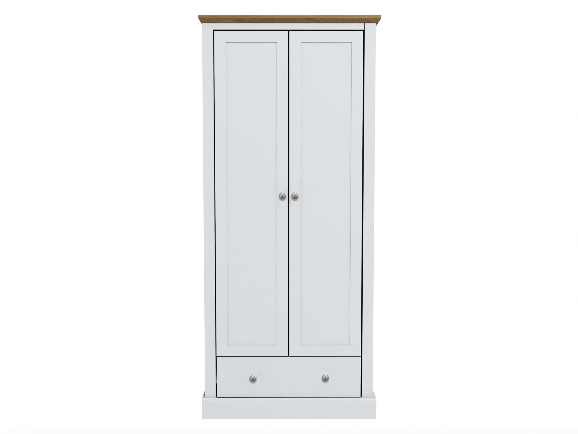 LPD LPD Devon 2 Door 1 Drawer White and Oak Double Wardrobe (Flat Packed)
