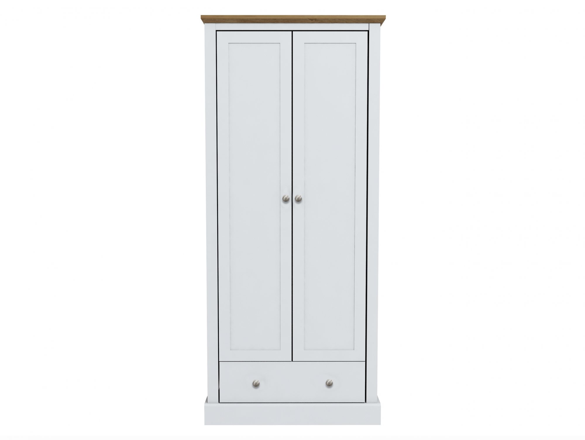 LPD LPD Devon 2 Door 1 Drawer White and Oak Double Wardrobe (Flat Packed)