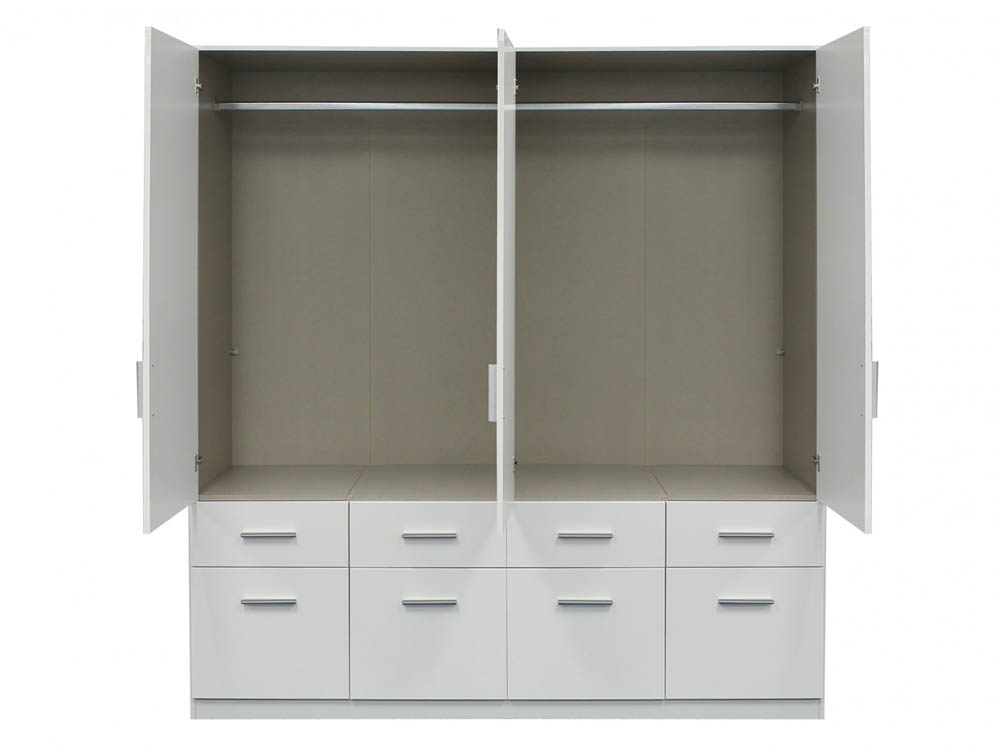 Rauch Kobe 181cm White High Gloss 4, Large Wardrobe With Drawers And Shelves