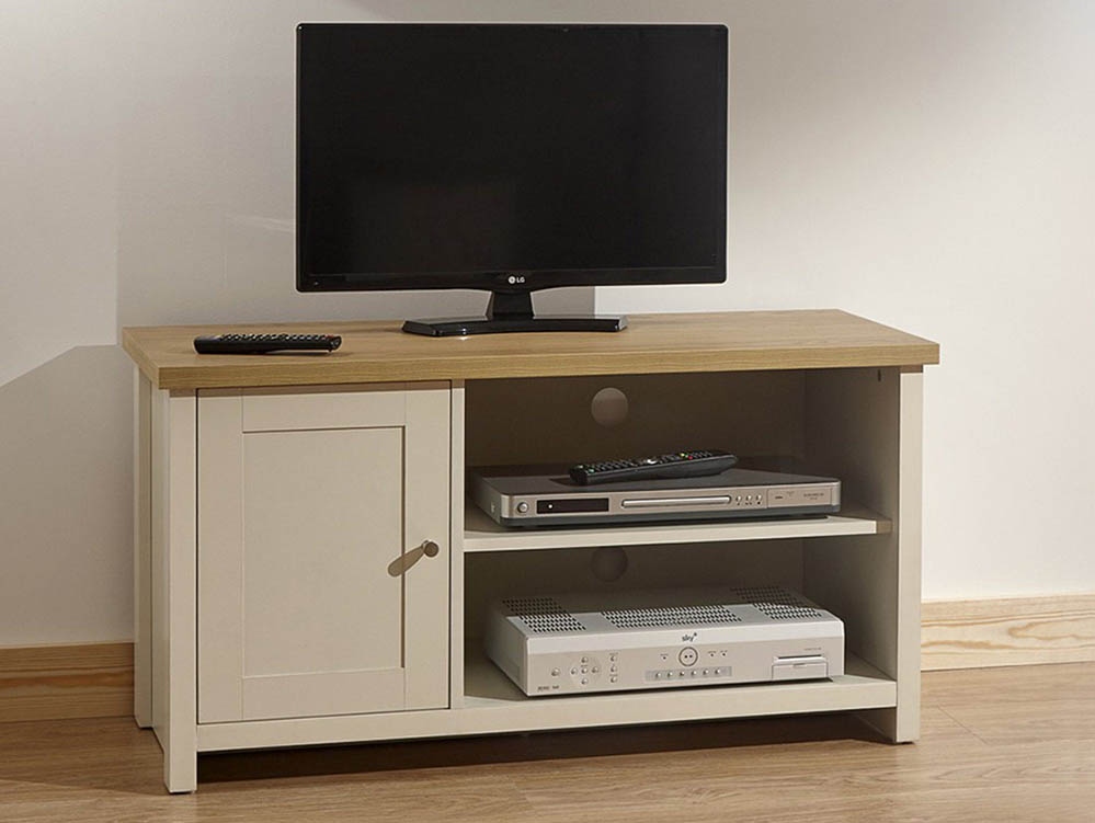 GFW GFW Lancaster Cream and Oak 1 Door Small TV Cabinet (Flat Packed)