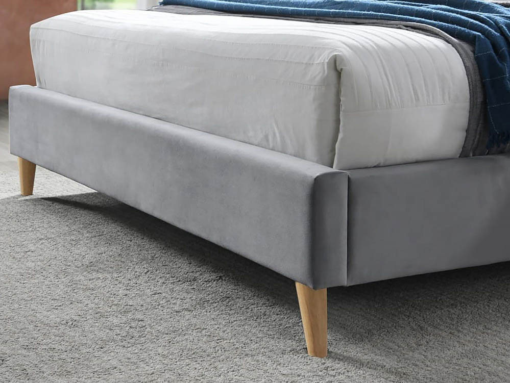 Birlea Birlea Elm 4ft Small Double Grey Velvet Upholstered Fabric Bed Frame