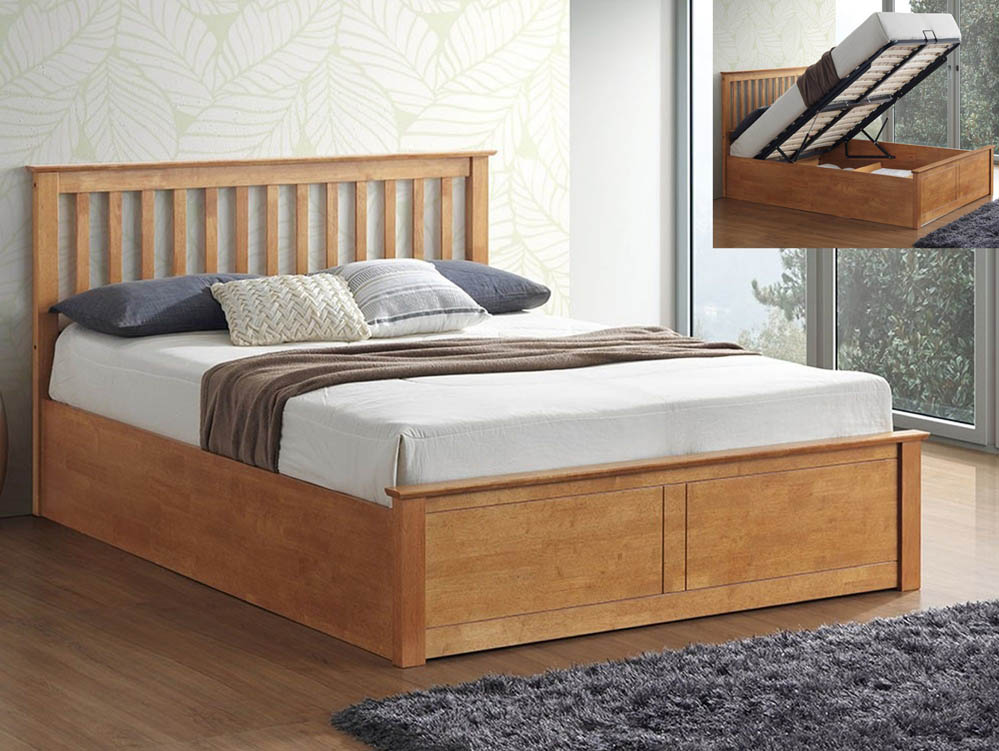 Bedmaster Bedmaster Malmo 4ft6 Double Oak Wooden Ottoman Bed Frame