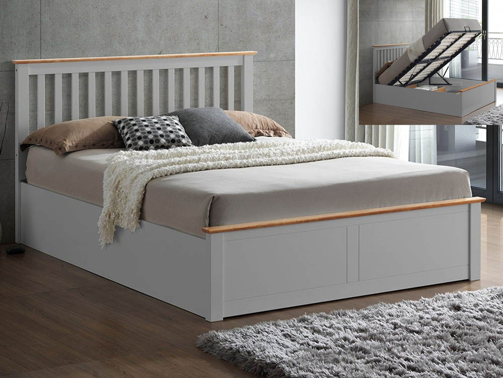 Bedmaster Bedmaster Malmo 4ft6 Double Pearl Grey Wooden Ottoman Bed Frame