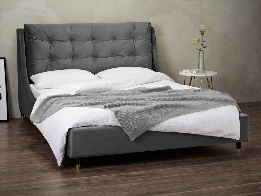 LPD LPD Sloane 4ft6 Double Grey Upholstered Fabric Bed Frame