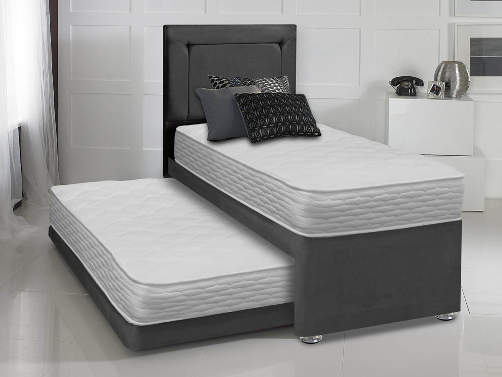 ASC ASC Sapphire 3ft Single Mattress with Faux Suede Divan Guest Bed