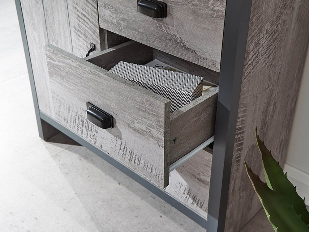 GFW GFW Boston Grey Wood Effect 1 Door 3 Drawer Multi Storage Unit (Flat Packed)