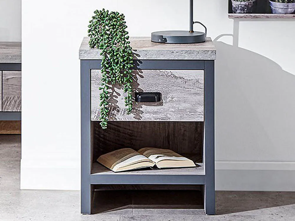 GFW GFW Boston Grey Wood Effect 1 Drawer Lamp Table