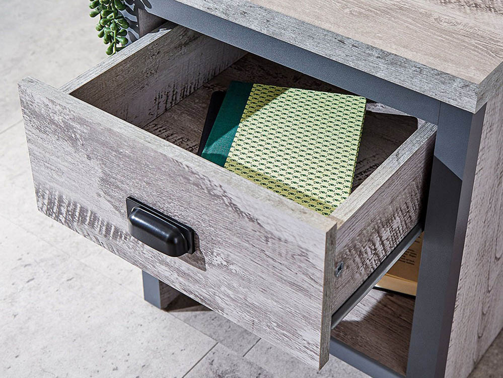 GFW GFW Boston Grey Wood Effect 1 Drawer Lamp Table (Flat Packed)