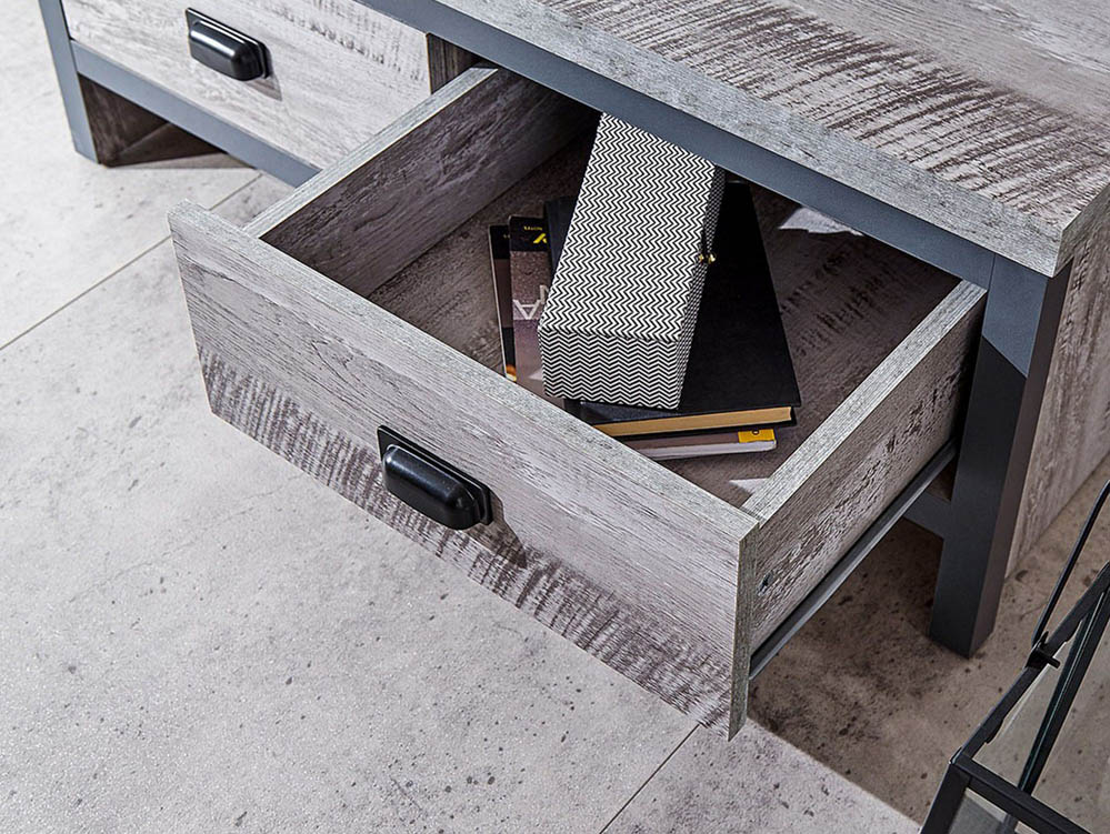 GFW GFW Boston Grey Wood Effect 2 Drawer Coffee Table (Flat Packed)