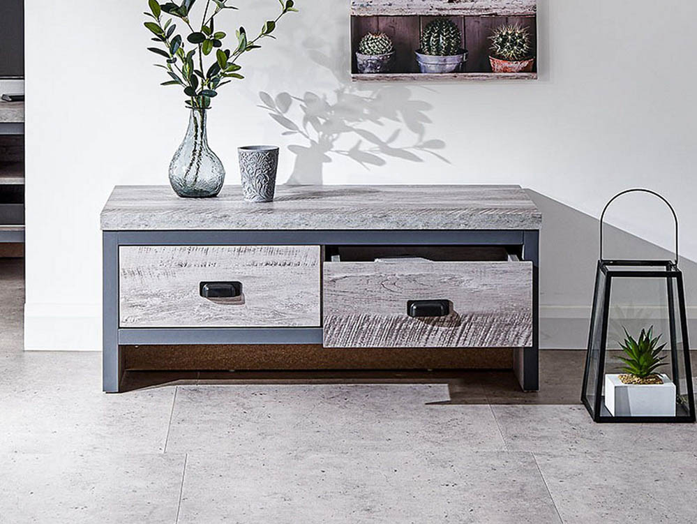 GFW GFW Boston Grey Wood Effect 2 Drawer Coffee Table (Flat Packed)