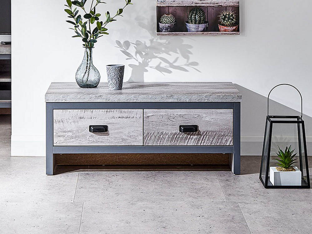 GFW GFW Boston Grey Wood Effect 2 Drawer Coffee Table (Flat Packed)