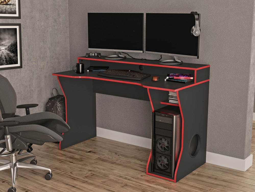Birlea Birlea Enzo Black and Red Gaming Computer Desk