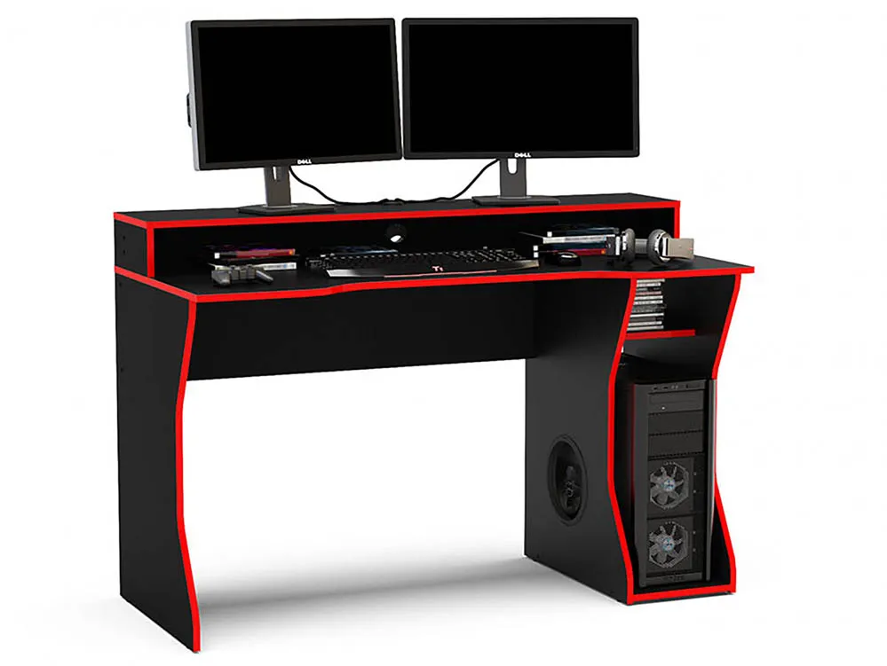 Birlea Furniture & Beds Birlea Enzo Black and Red Gaming Computer Desk