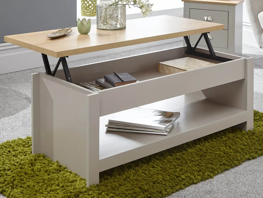 GFW GFW Lancaster Grey and Oak Lift Up Coffee Table