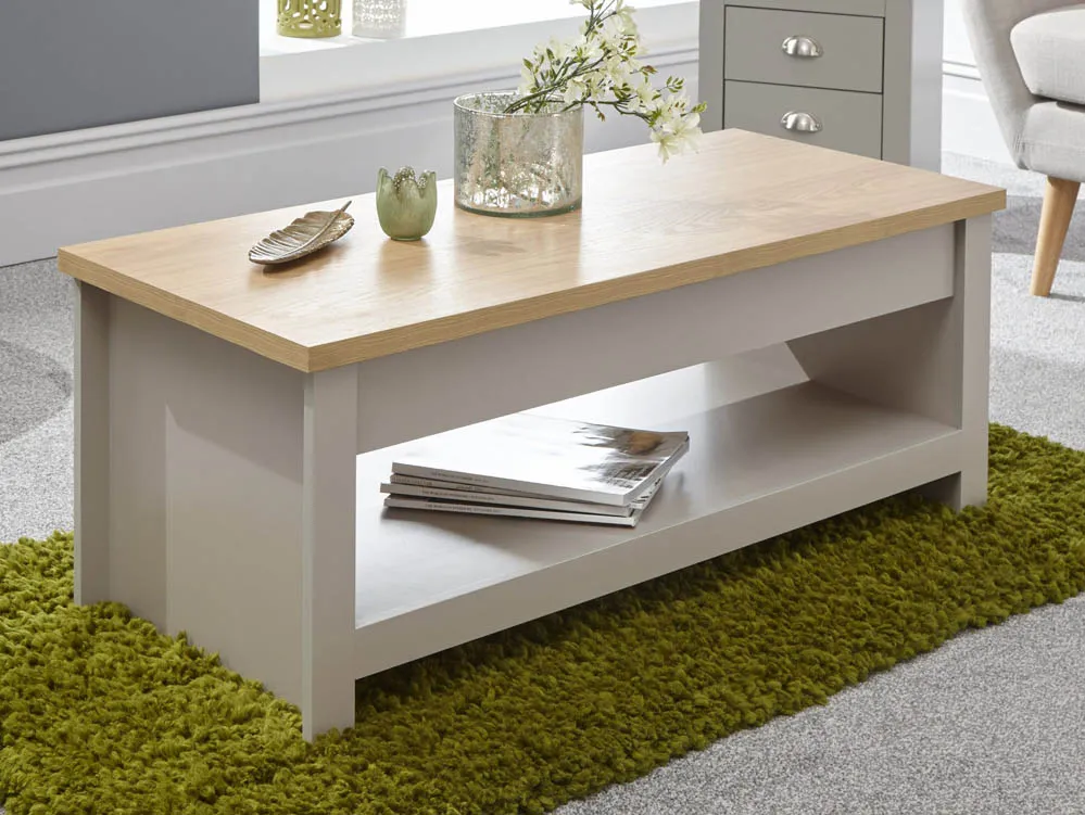 GFW GFW Lancaster Grey and Oak Lift Up Coffee Table