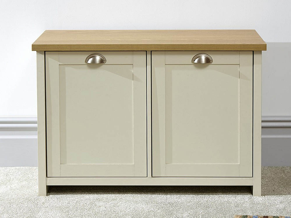 GFW GFW Lancaster Cream and Oak 2 Door Shoe Cabinet (Flat Packed)