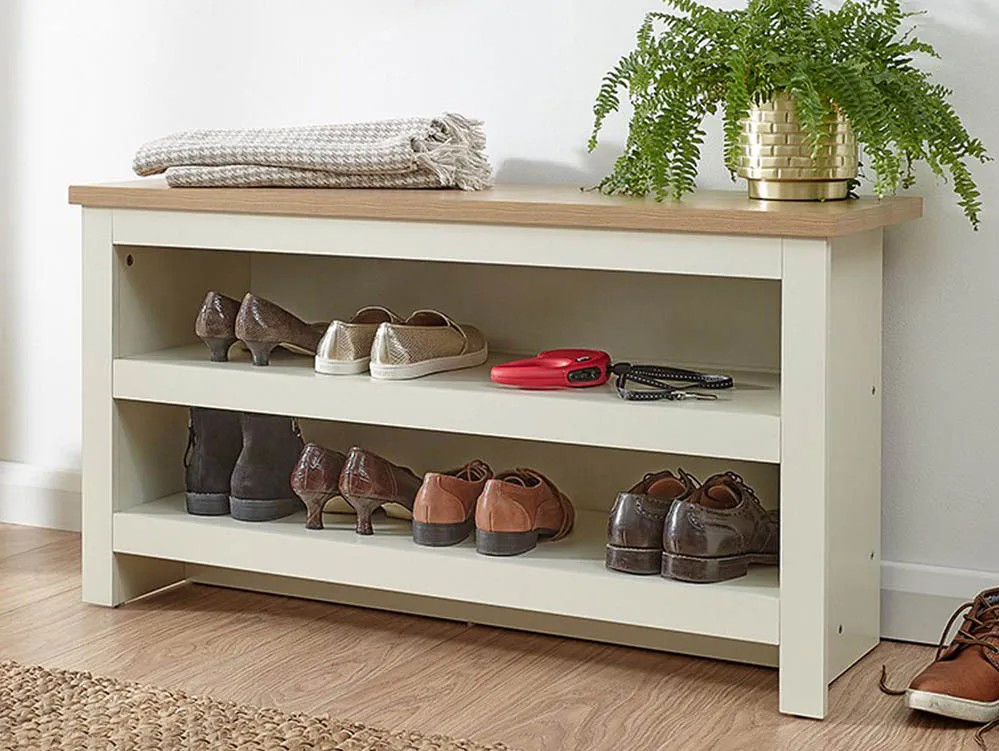 GFW GFW Lancaster Cream and Oak Simple Shoe Bench (Flat Packed)