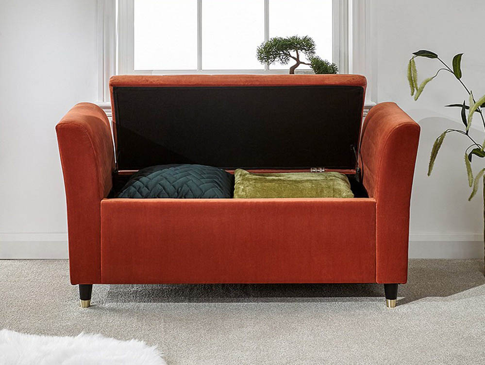 GFW GFW Genoa Russet Orange Upholstered Fabric Ottoman Window Seat (Flat Packed)