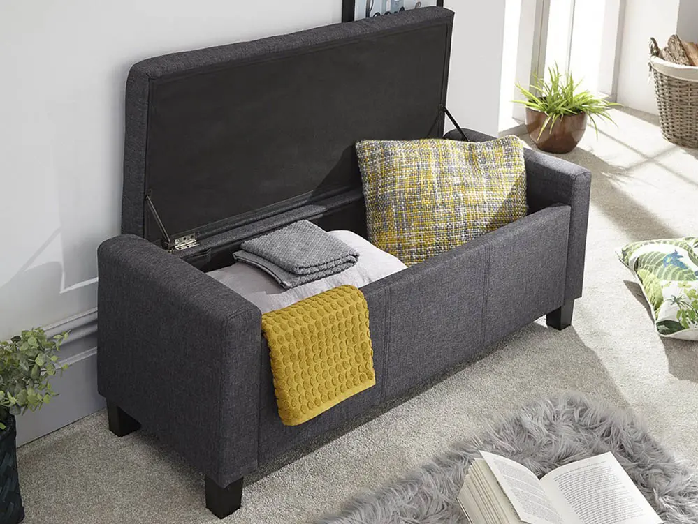 GFW GFW Verona Charcoal Grey Fabric Ottoman Storage Bench