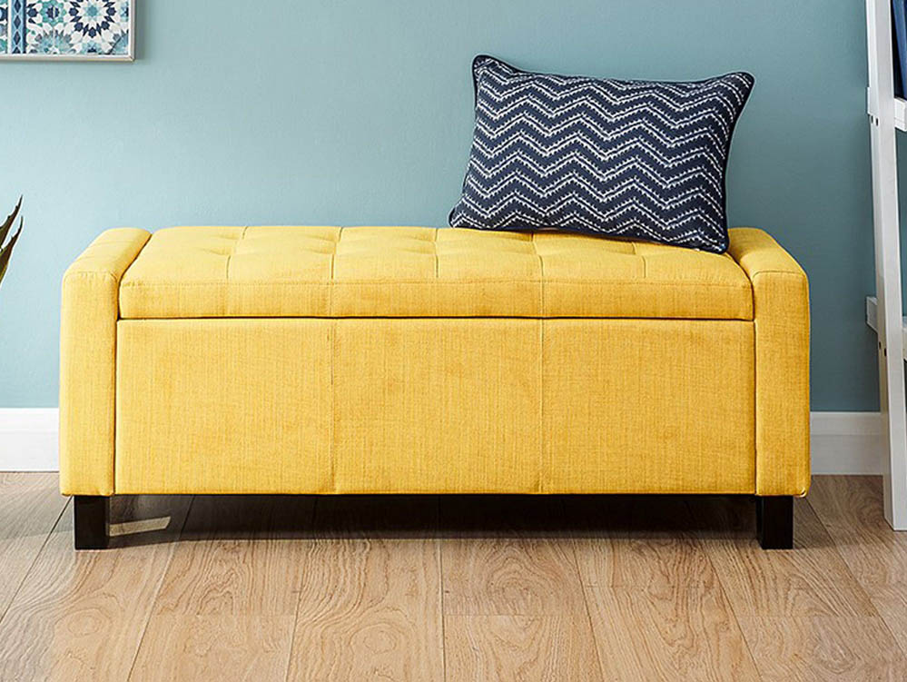 GFW GFW Verona Mustard Upholstered Fabric Storage Bench (Flat Packed)