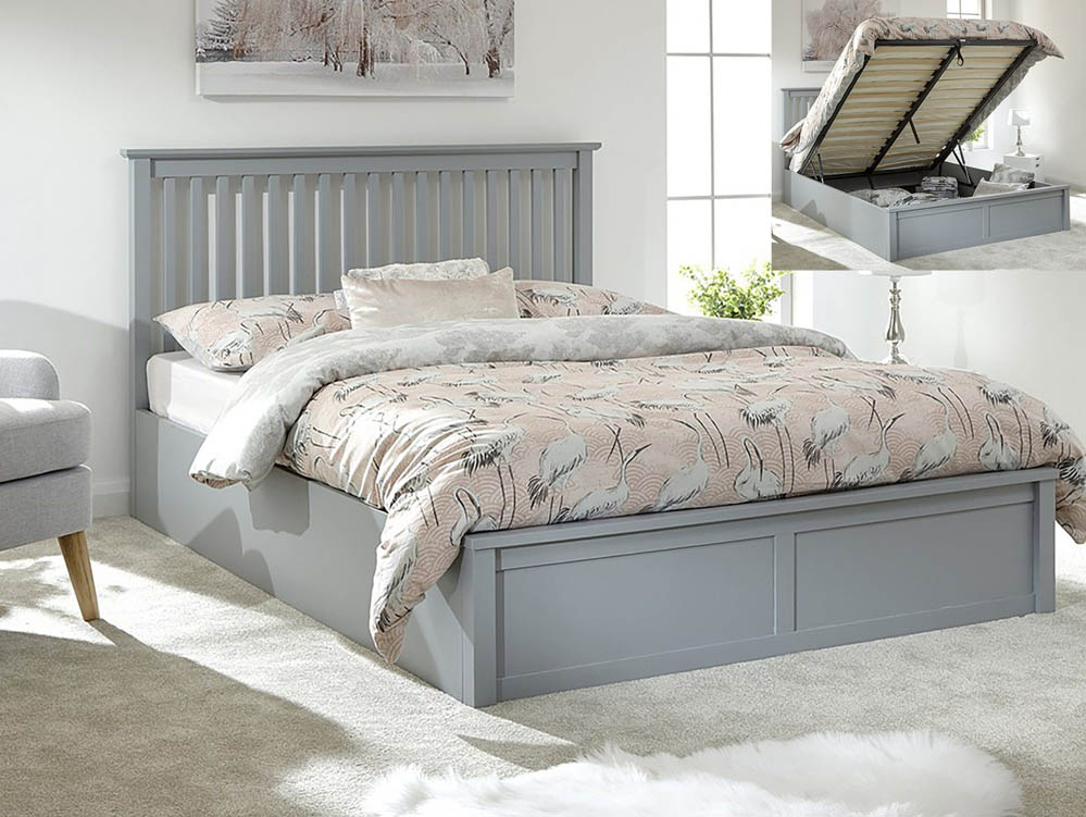 GFW GFW Como 4ft6 Double Grey Wooden Ottoman Bed Frame