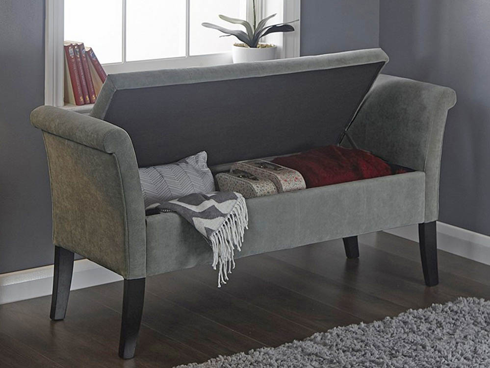 GFW GFW Balmoral Grey Upholstered Fabric Window Seat (Flat Packed)