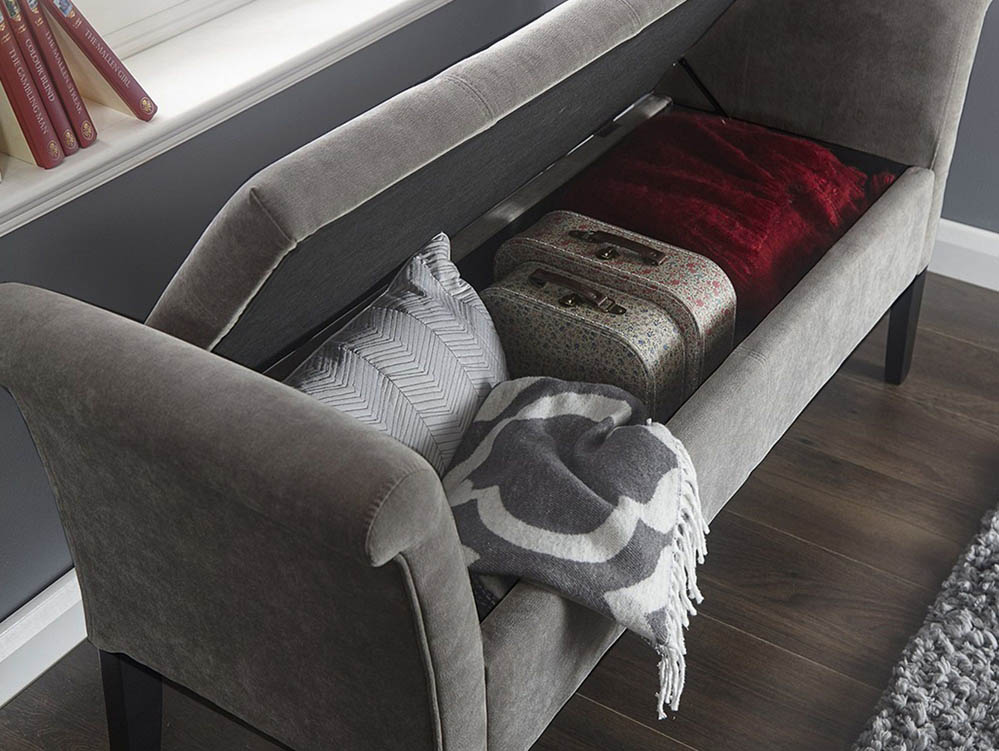 GFW GFW Balmoral Grey Upholstered Fabric Window Seat (Flat Packed)
