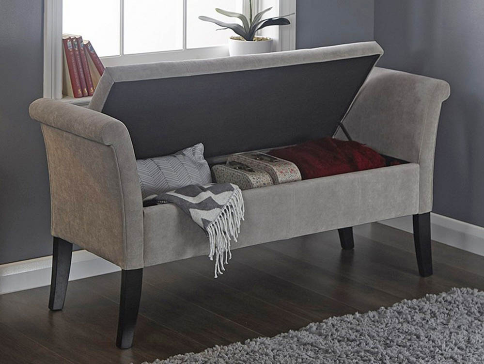 GFW GFW Balmoral Silver Upholstered Fabric Window Seat (Flat Packed)