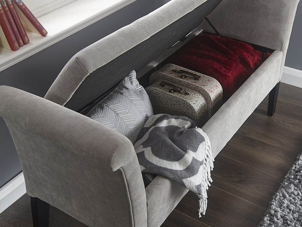 GFW GFW Balmoral Silver Upholstered Fabric Window Seat (Flat Packed)