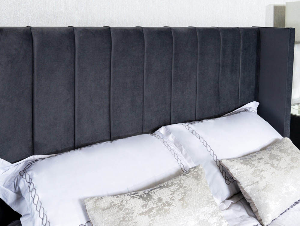 Sareer Sareer Lily 4ft6 Double Dark Grey Velvet Upholstered Fabric Bed Frame