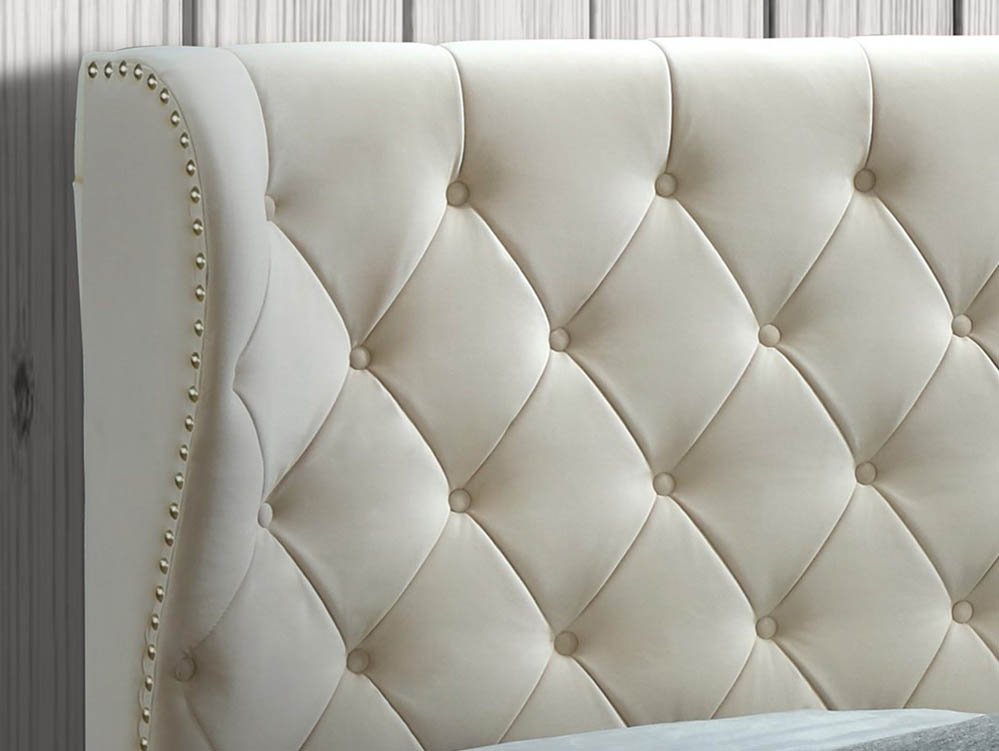Sareer Sareer Infinity 5ft King Size Cream Velvet Upholstered Fabric Bed Frame