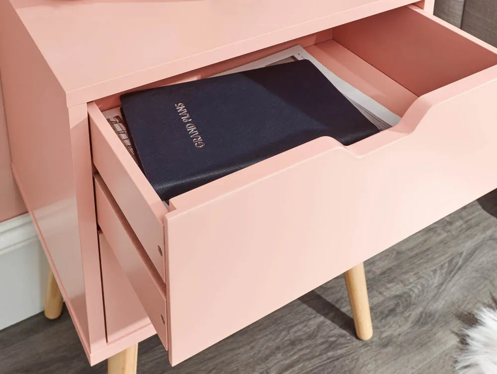 GFW GFW Nyborg Coral Pink Pair of 2 Bedside Tables (Flat Packed)