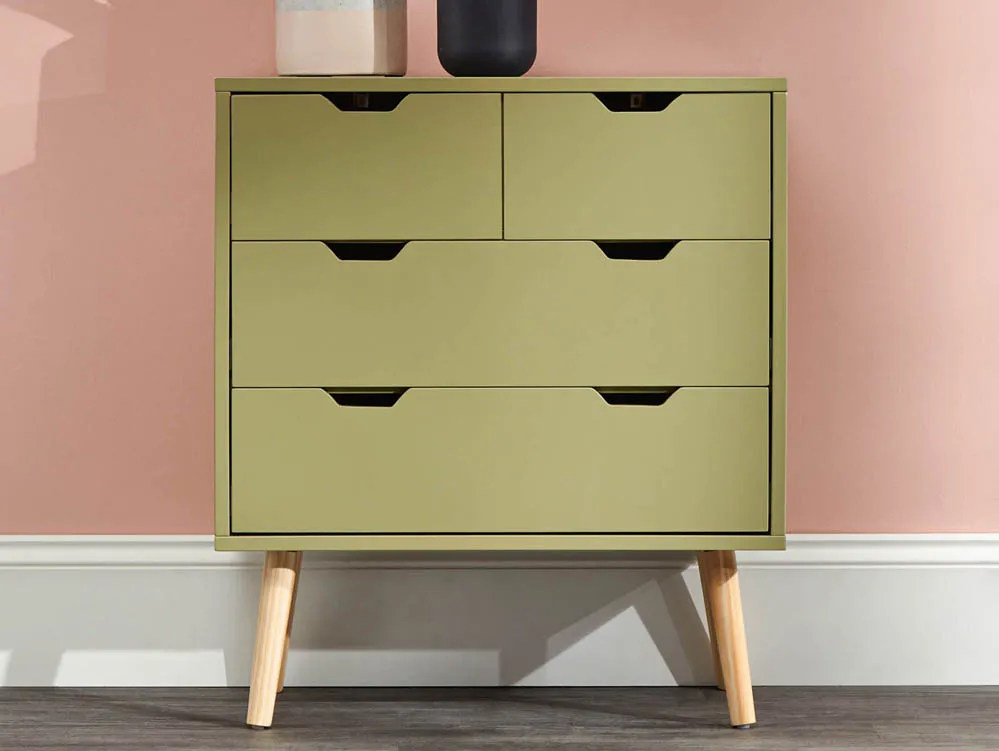 GFW GFW Nyborg Boa Green 2+2 Drawer Chest of Drawers (Flat Packed)