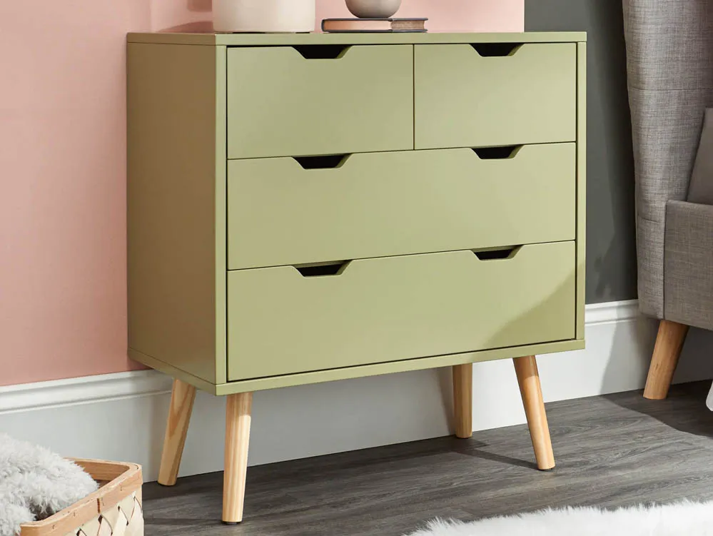 GFW GFW Nyborg Boa Green 2+2 Drawer Chest of Drawers (Flat Packed)