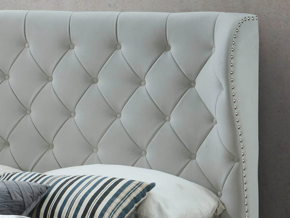 Sareer Sareer Infinity 4ft6 Double Light Grey Velvet Upholstered Fabric Bed Frame