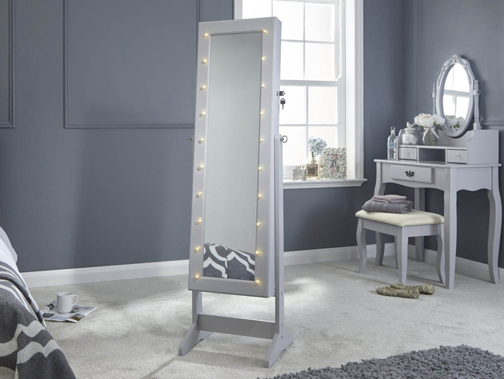 GFW GFW Amore Grey Jewellery Armoire With LED (Flat Packed)