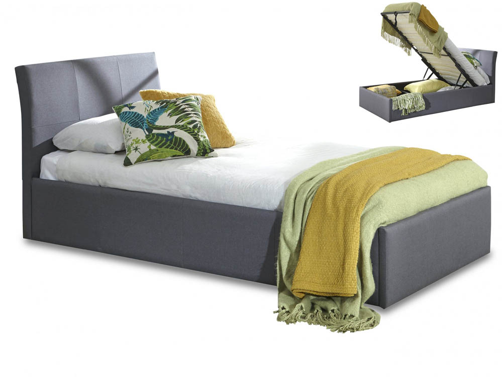 GFW GFW Ascot 3ft Single Grey Upholstered Fabric Ottoman Bed Frame