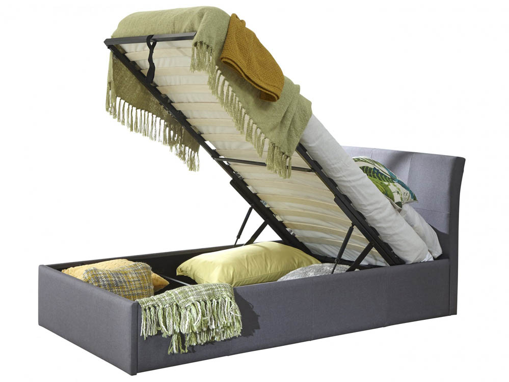 GFW GFW Ascot 3ft Single Grey Upholstered Fabric Ottoman Bed Frame