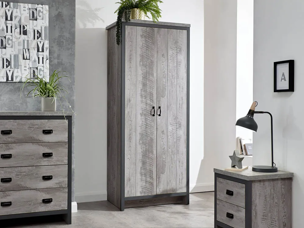 GFW GFW Boston Grey Wood Effect 3 Piece Bedroom Furniture Package