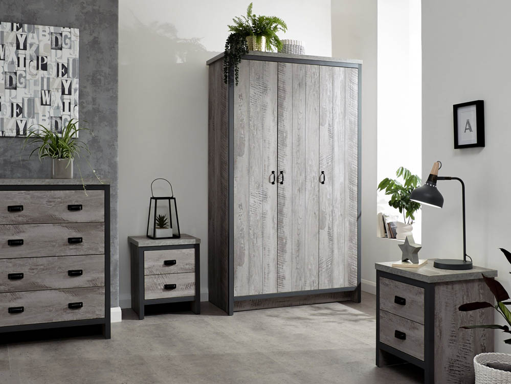 GFW GFW Boston Grey 4 Piece Bedroom Furniture Package (Flat Packed)