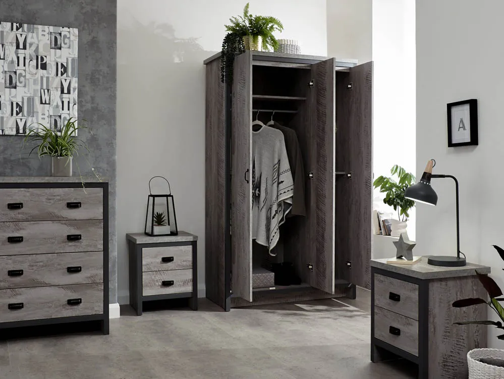 GFW GFW Boston Grey Wood Effect 4 Piece Bedroom Furniture Package