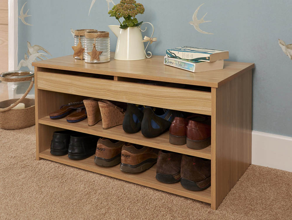 GFW GFW Budget Oak Shoe Cabinet (Flat Packed)