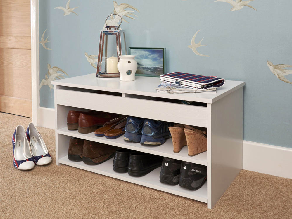 GFW GFW Budget White Shoe Cabinet (Flat Packed)