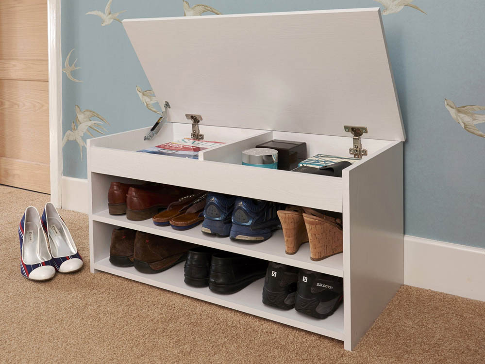 GFW GFW Budget White Shoe Cabinet (Flat Packed)