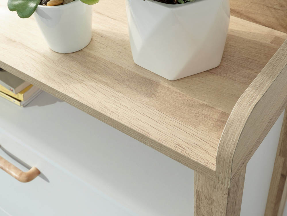 GFW GFW Berwick White and Light Oak 2 Tier Shoe Cabinet (Flat Packed)