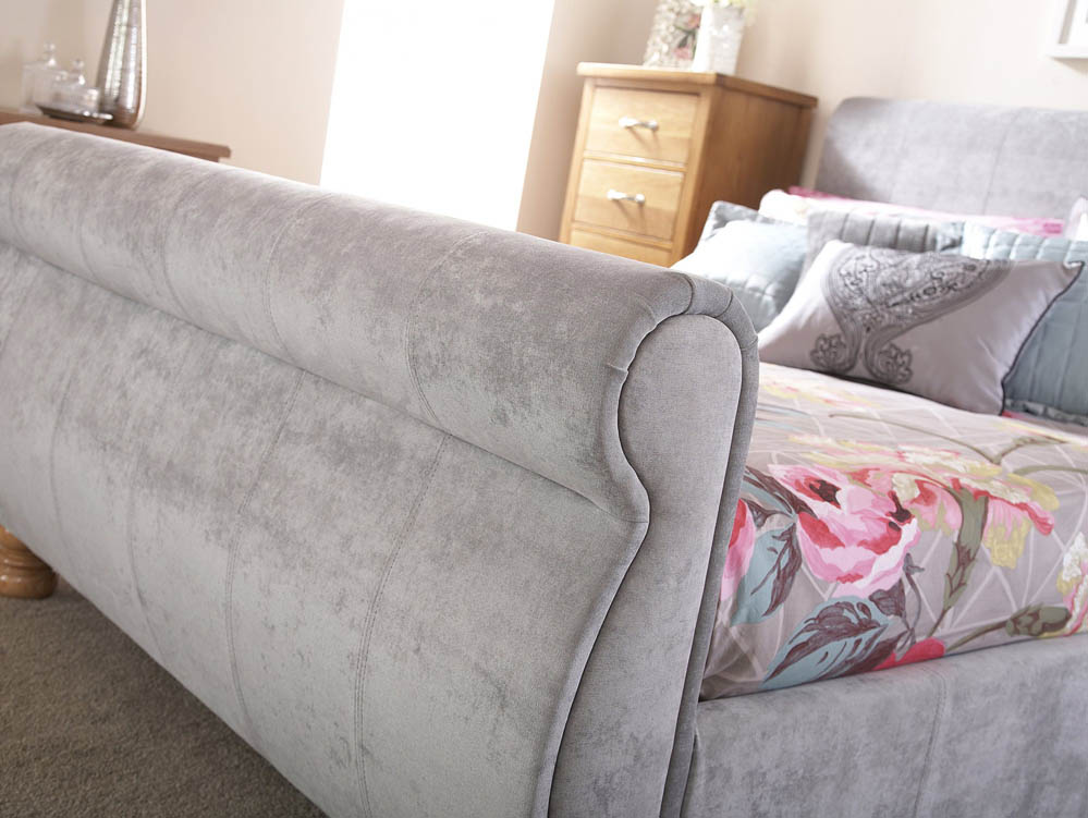 GFW GFW Chicago 5ft King Size Silver Chenille Upholstered Fabric Bed Frame